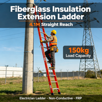 Échelle d'extension professionnelle isolée en fibre de verre pour l'entretien des lignes électriques et de distribution, conforme à la norme OSHA, échelle de sécurité pour l'escalade