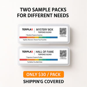 Paquete <span class=keywords><strong>de</strong></span> Muestras <span class=keywords><strong>de</strong></span> Terpenos, 7 <span class=keywords><strong>Sabores</strong></span> x 5 ml, Terpenos Naturales Terplax para Infusión Botánica, Sabor a Tabaco, Uso en Pruebas OEM, PX-SP7-5ML - Product Image 2