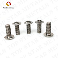 Sekrup Kepala Tombol Titanium TITST M4 M5 M6 M8 Tipis dengan Kerah, Sekrup Kepala Tombol dengan Flens dan Ring
