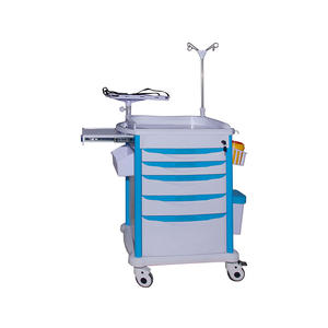 Chariot médical réglable avec roulettes pour médecin, réglable, de haute qualité, en blanc, avec tiroirs pour urgence, nouveau - Product Image 1