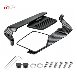 Nouvel ensemble de rétroviseurs pliables à 90 degrés réglables RSP, motif en fibre de carbone, boîtier en ABS, vue large, universel pour <span class=keywords><strong>moto</strong></span> et scooter - Product Image 1
