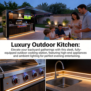 Grill Kamado e Forno per Pizza - Cucina Esterna Portatile BBQ Pod con Mobiletto in Alluminio, Controllo Fiamma Ecologico e Manopola di Sicurezza - Product Image 3