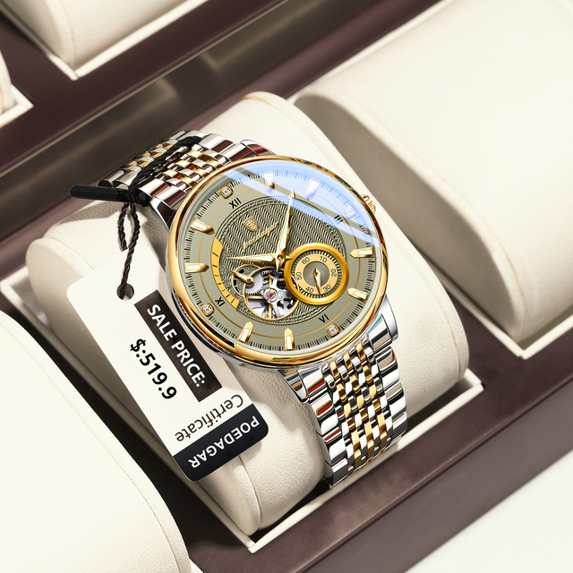 Poedagar Original  Luxury Relojes Hombre Steel Strap Waterproof  Luminous Mechanical Watch for Men