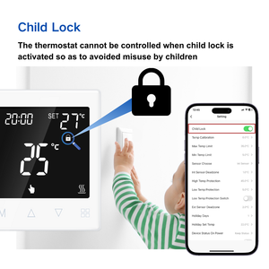 가정 온도 컨트롤러 스마트 온도 조절기 어린이 잠금 주간 프로그램 유리 화면의 Tuya 온도 조절기 WiFi 사용 - Product Image 5