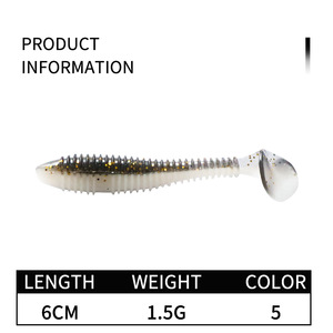 Señuelo blando de 6 cm y 1.5 g con diseño acanalado para la pesca de lubina en el mar - Product Image 5