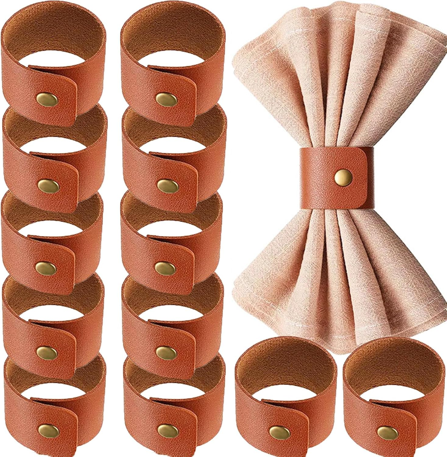 Napkin Holder for Table Decor PU Leather Napkin Ring Clip Luxury Napkin Ring for Wedding Party Decorations Kitchen Hotel