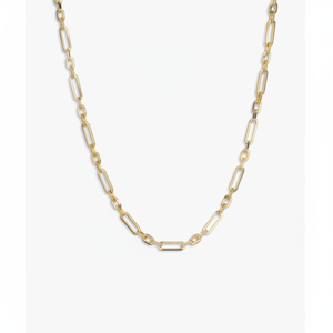 Collier à motif géométrique triple lien orné de diamants, plaqué or rhodié, chaîne Figaro vintage tendance en laiton - Product Image 1