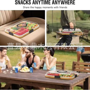 Bamboo Wood Serving <b>Tray</b> With Compartment Cheese And <b>Snack</b> Platter For Household Outdoor Use Natural Color V58 - Product Image 4