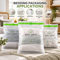 Sacs d'emballage personnalisés en PE dépoli pour literie avec fermeture éclair coulissante au bas pour draps, housses de couette, taies d'oreiller OEM