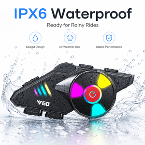 Motorcycle 5.3 Helmet Communication <strong>Headset</strong> IPX6 25H Talk RGB Light AI Voice Dual Phone 40mm Speaker 500mAh - Product Image 5
