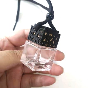 Wholesale Hanging Car Perfume Glass Empty Square Bottles Screw Cap Air Freshener Essential <b>Oil</b> <b>Diffuser</b> Aromatherapy Stock - Product Image 2