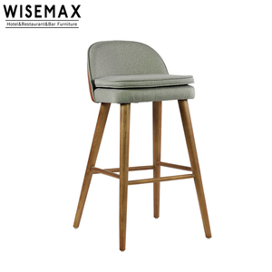 WISEMAX FURNITURE Modern Fabric <strong>bar</strong> <strong>Stools</strong> Solid Wood <strong>Grey</strong> Leather <strong>bar</strong> <strong>Stools</strong> with Upholstered in Fabric Counter <strong>bar</strong> <strong>Stool</strong> - Product Image 6