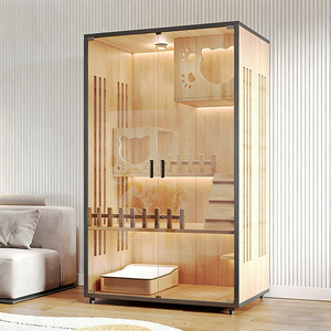 Mehrstöckige Katzenvilla Luxuriöses Holz-Katzenhaus Umweltfreundliches Atmungsaktives Haustierhaus für Innenräume Kleintier-Upgrade Katzenkäfig-Villa - Product Image 1