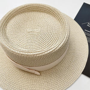 Unisex Triple Fold Ribbon Plain Gambler Boater Sombrero <span class=keywords><strong>de</strong></span> paja Stock al por mayor para la playa Verano Jardinería Material <span class=keywords><strong>de</strong></span> papel amigable - Product Image 5