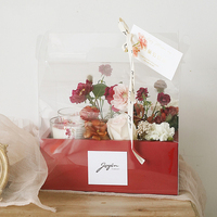 Il fiore di plastica economico del PVC del partito della torta nuziale trasporta il contenitore di regalo del Mailer del fiore rosa delle borse del mazzo con la finestra