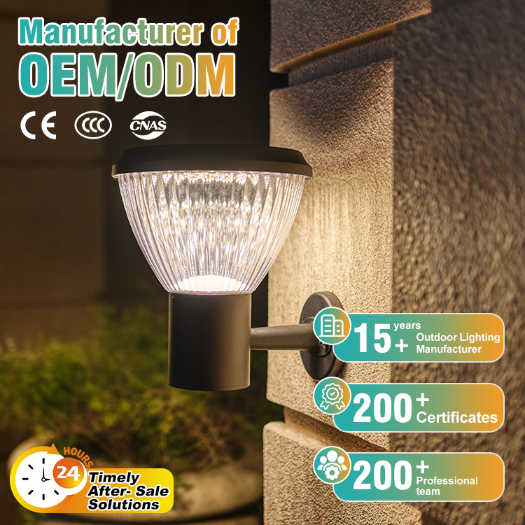 All One IP65 Outdoor Solar Wall LED Light High Brightness Adjustable Color Temp 3000K-6500K 180 Beam Angle for Garden