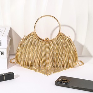 Bolso de Noche para Mujer con Flecos de Diamantes de Imitación Brillantes y Asa de Mano, Ideal para Fiestas y Cenas - Product Image 1