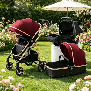 Poussette bébé combinable JXB avec amortisseurs, poussette pour nouveau-né, idéale pour les voyages en plein air - Product Image 1