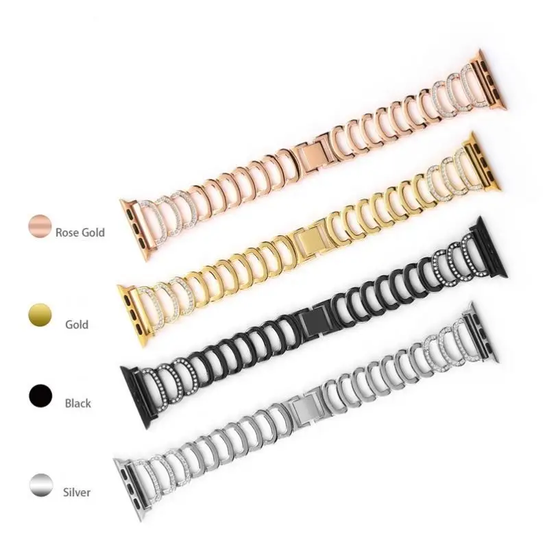 C-type Pattern Metal Apple Watch Strap 44mm Luxury Stainless Steel Apple Watch Band For IWatch 7/6/5