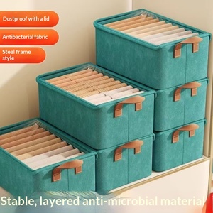 Caja de Almacenamiento de Ropa de Gran Capacidad de 26L, Organizador de Ropa con Tapa y Compartimentos, de Tela, Impermeable, a Prueba de Polvo, Plegable y Apilable - Product Image 2