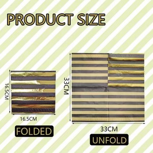 Schwarz-Weiß Gestreifte Personalisierte Papierservietten LR 6,5 Zoll Einweg mit Heißgoldprägung Modern Bedruckt für Hochzeit Cocktail Tisch - Product Image 2