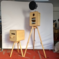 Cabine Photo en Bois Rétro Pliable Multifonctionnelle avec Télécommande pour Smartphones et Appareils Photo Reflex – Vente en Gros