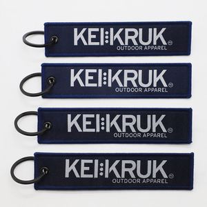 Porte-clés tissé personnalisé pour marque de vêtements d'extérieur, avec anneau porte-clés, pour commande en gros de jet tags, destiné aux articles promotionnels - Product Image 1