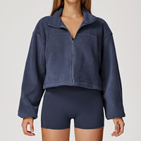 Veste skinny Fit chaude et respirante, coupe-vent, extensible dans les quatre sens, pour femmes, veste de sport de course à pied en polaire à demi-fermeture éclair