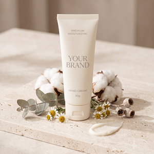 Crème pour les mains hydratante premium à la rose et aux herbes, enrichie en glycérine, nourrissante et hydratante, en tube plastique avec logo de marque personnalisé, OEM, soin de la peau - Product Image 3