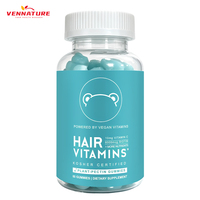 Gummies de vitamines capillaires végétales personnalisées sous marque privée pour stimuler la croissance et réparer les cheveux, 60 gummies