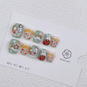 <span class=keywords><strong>Uñas</strong></span> postizas acrílicas hechas a mano largas navideñas de lujo con accesorios de diamantes de imitación Prensa de alta calidad en las <span class=keywords><strong>uñas</strong></span> Diseño elegante - Product Image 6