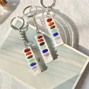 Nouveautés Pierre de sélénite brute naturelle 7 <span class=keywords><strong>chakras</strong></span> Porte-clés Pierres Cristaux Pierres roulées <span class=keywords><strong>pour</strong></span> la <span class=keywords><strong>méditation</strong></span> - Product Image 6