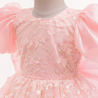 Robe tutu à paillettes pelucheuses avec gros nœud pour filles robe de baptême de mariage à manches bouffantes robe de bal de princesse robe de danse