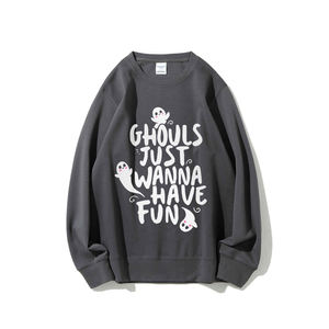 Pull tricoté pour femme à motif fantôme d'Halloween '<span class=keywords><strong>HAVE</strong></span> FUN', imprimé sur le devant, coupe ample décontractée, infroissable, respirant, en Spandex/Coton - Product Image 2