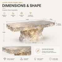 Usine OEM/ODM pour la fabrication sur mesure de tables à manger et de tables basses en résine transparente de luxe pour villas