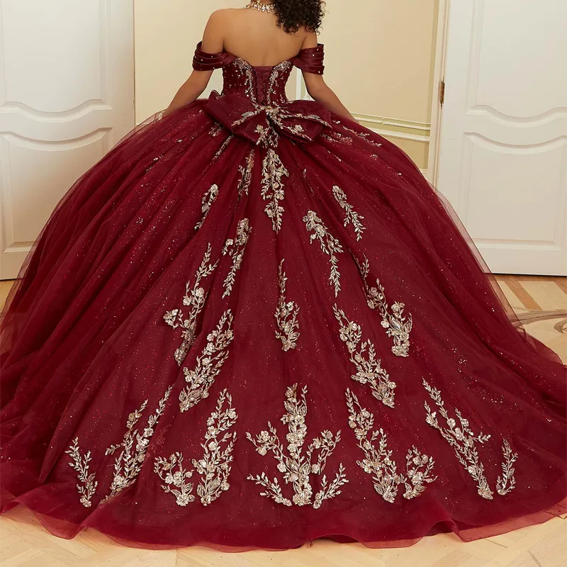 burgundy and gold gown