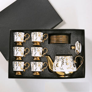 Ensemble de café et de thé en céramique écologique classique doré arabe avec tasses en porcelaine, soucoupe, théière 110 ml, boîte cadeau 13 pièces - Product Image 4