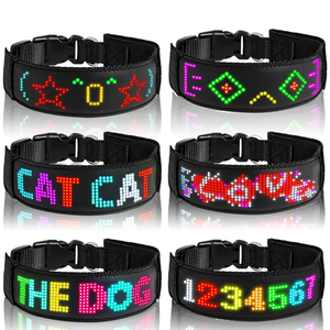 Collier pour chien lumineux à LED avec affichage de lettres colorées, collier en nylon tendance pour grands chiens - Product Image 5