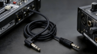 Câble audio blindé en PVC à angle droit de 3,5 mm, 1 m, mâle-mâle, cordon AUX pour haut-parleur de voiture, casque, noir/blanc