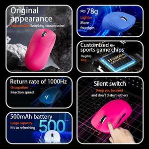 JOMAA แบบมีสาย +2.4G+BT เมาส์ออปติคอลตามหลักสรีรศาสตร์น้ำหนักเบาไร้สายชาร์จเกมเงียบเม้าส์ 6400 DPI เมาส์ปรับได้ - Product Image 5