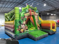 Château gonflable en PVC sur le thème de la jungle avec toboggan - 5x5m Aventure animale pour enfants Maison de rebond avec certification CE