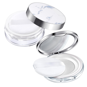 Wholesale Thin Portable Clamshell <b>Powder</b> Case with Mirror 5g Silver Loose <b>Powder</b> <b>Compact</b> with Puff Logo Available - Product Image 1