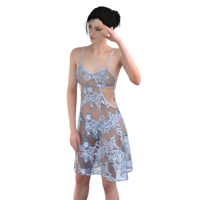 Robe de nuit transparente sexy en dentelle respirante pour femme, séchage rapide, lingerie pour l'été et le printemps, longueur genou, tenue de nuit quotidienne