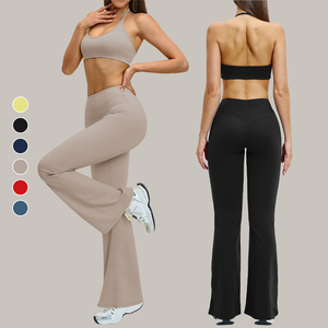 Nuevo Conjunto Deportivo de <span class=keywords><strong>Yoga</strong></span> de 2 Piezas para Mujer, Transpirable, con Escote en U Profundo, Sujetador Deportivo, Elástico en 4 Direcciones, Secado Rápido, Ligero - Product Image 1