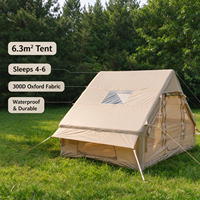 Tente de camping gonflable robuste en Oxford 300D avec structure en A, poteaux de support rapides en PVC, et auvent à arceaux pour glamping, imperméable