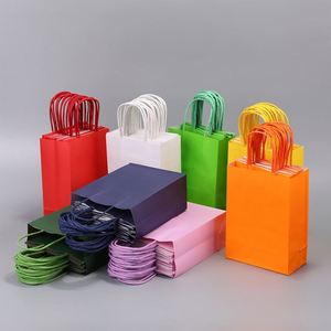 Bolsas de Papel Kraft Recicladas y Reutilizables al por Mayor, con Asas de Listón, para Comida para Llevar, Impresión de Logotipo Personalizado para Fiestas y Tiendas de Abarrotes - Product Image 5