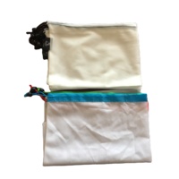 Groothandelsset 3 stuks nylon trekkoord transparante boodschappentas voor fruit, groenten, speelgoed, wasbaar, herbruikbaar, mesh tas