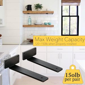 Soportes de Pared Flotantes <span class=keywords><strong>Invisibles</strong></span> Personalizados de 8x6x4 Pulgadas, Forma de L, Metal Negro con Recubrimiento en Polvo, 5mm de Grosor, para Muebles del Hogar - Product Image 3