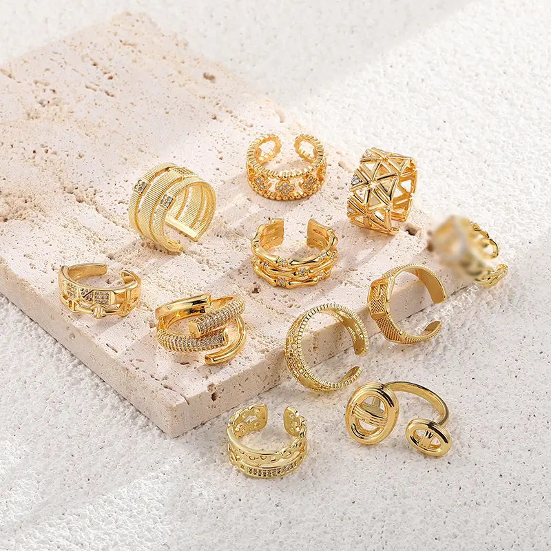 Двойное Золотое кольцо с цирконием, простое необычное ароматное классическое Открытое кольцо для дома, браслет, оптовая продажа