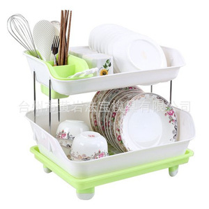 Plastic Double Layer Dish Rack With Tray Quick Dry <b>Kitchen</b> <b>Storage</b> Rack <b>For</b> Tableware And Kitchenware - Product Image 1